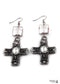 Boho Earrings, RH Dangle Earrings, Silver Metal Cross